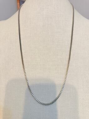 Vintage Silver Tone Box Chain Necklace 26”